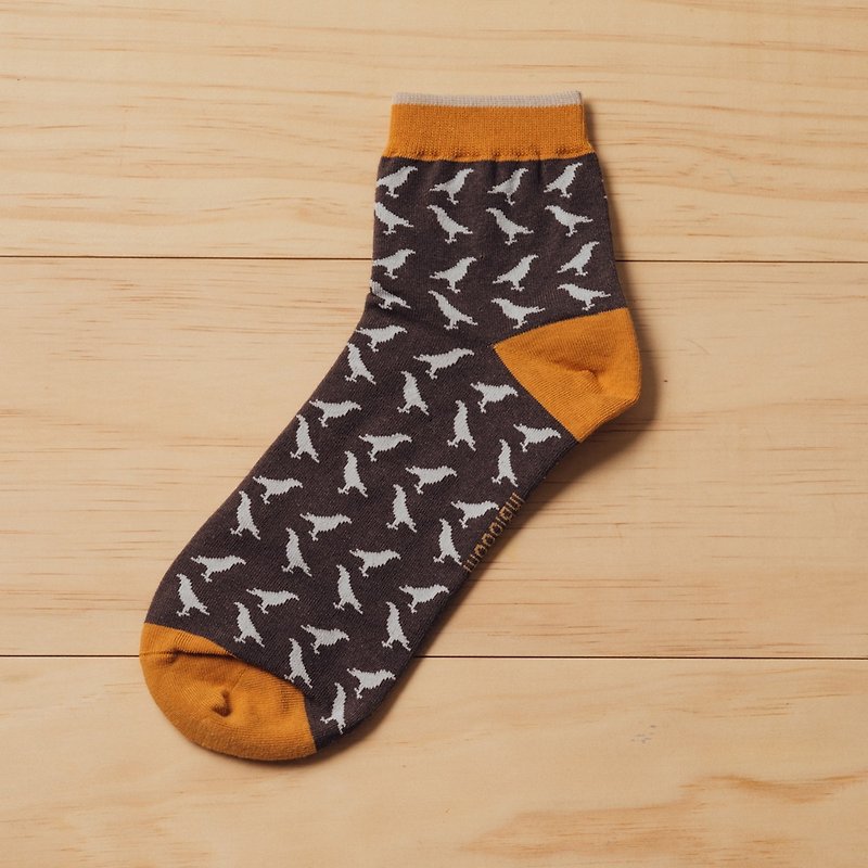 Anklet Socks/Crested Myna/Purple Grey - ถุงเท้า - ผ้าฝ้าย/ผ้าลินิน สีม่วง