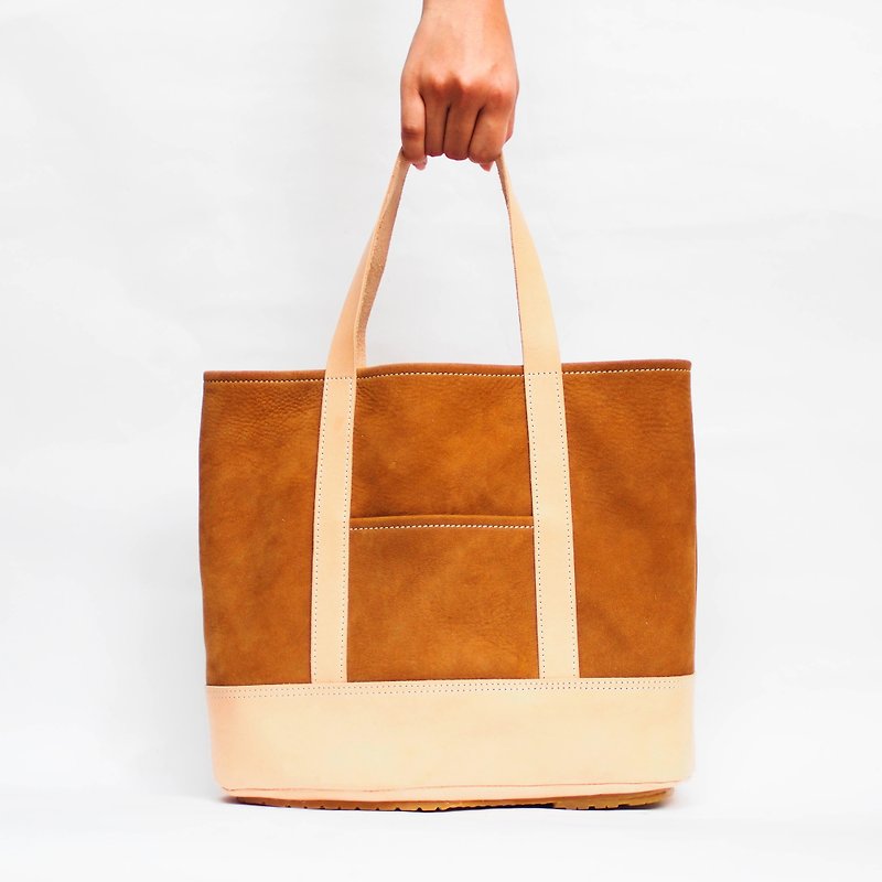SS Selection - Tote Bag Brown Leather - Handbags & Totes - Genuine Leather 
