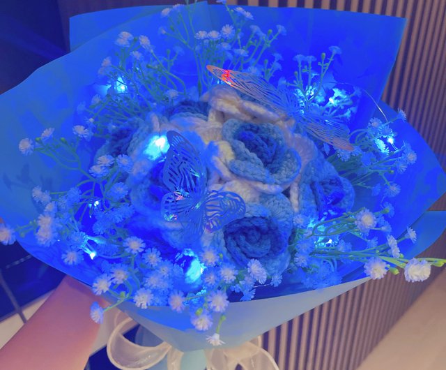 卒業祝い卒業花束カスタマイズギフト2025手編み白からブルーの