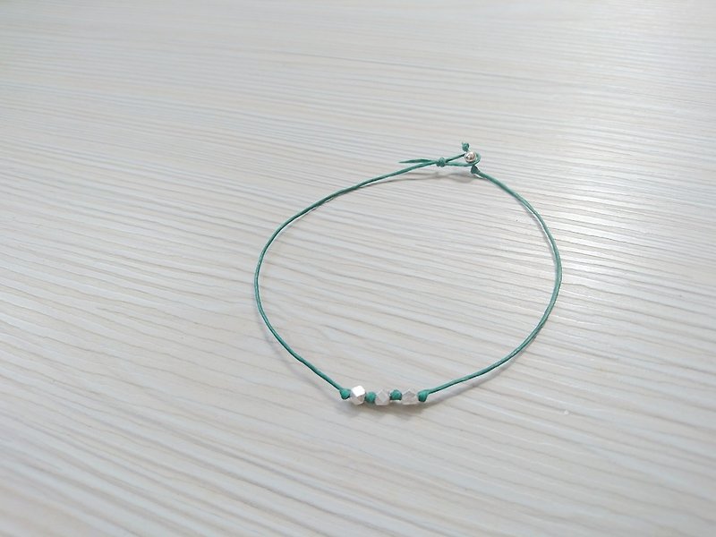 925 sterling silver foot practice prayer anklet star peas green style can be customized - เครื่องประดับผม - โลหะ 