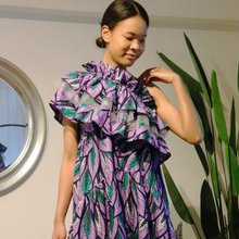 キャミソール 「moyan ecri」アフリカファブリック使用フリルキャミVorume frill multiway cami Bustier アフリカ」に該当するレディースのキャミソールファッション通販
