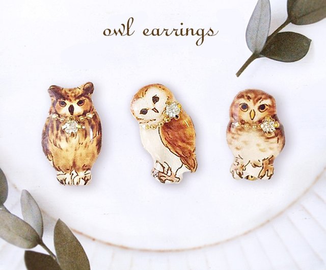 選べる３種 Owl Earring フクロウイヤリング ショップ Little Brilliant Days ピアス イヤリング Pinkoi