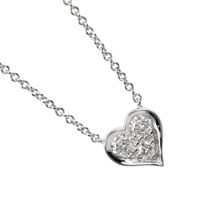 【日本直送】ティファニー TIFFANY&Co. センチメンタルハート ネックレス Pt950プラチナ ダイヤモンド 約3.3g【中古】Aランク - 項鍊 - 貴金屬 金色