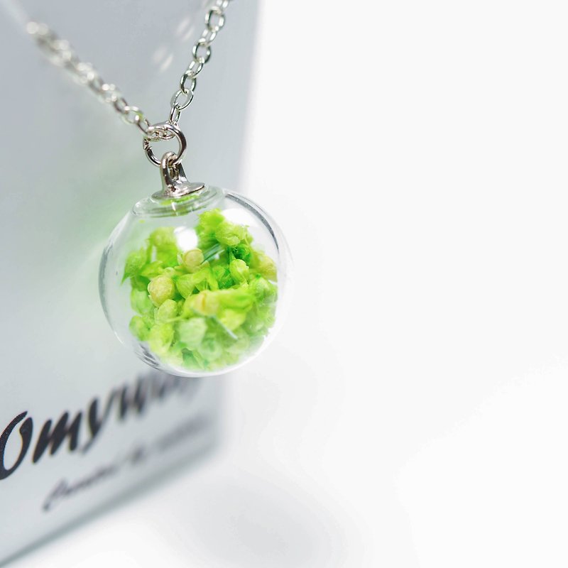 愛の宿題 -  OMYWAY日本の混合色の緑の星空のドライフラワー永遠の花のガラス玉の装飾品ネックチェーン1.4 cm - チョーカー - ガラス ホワイト