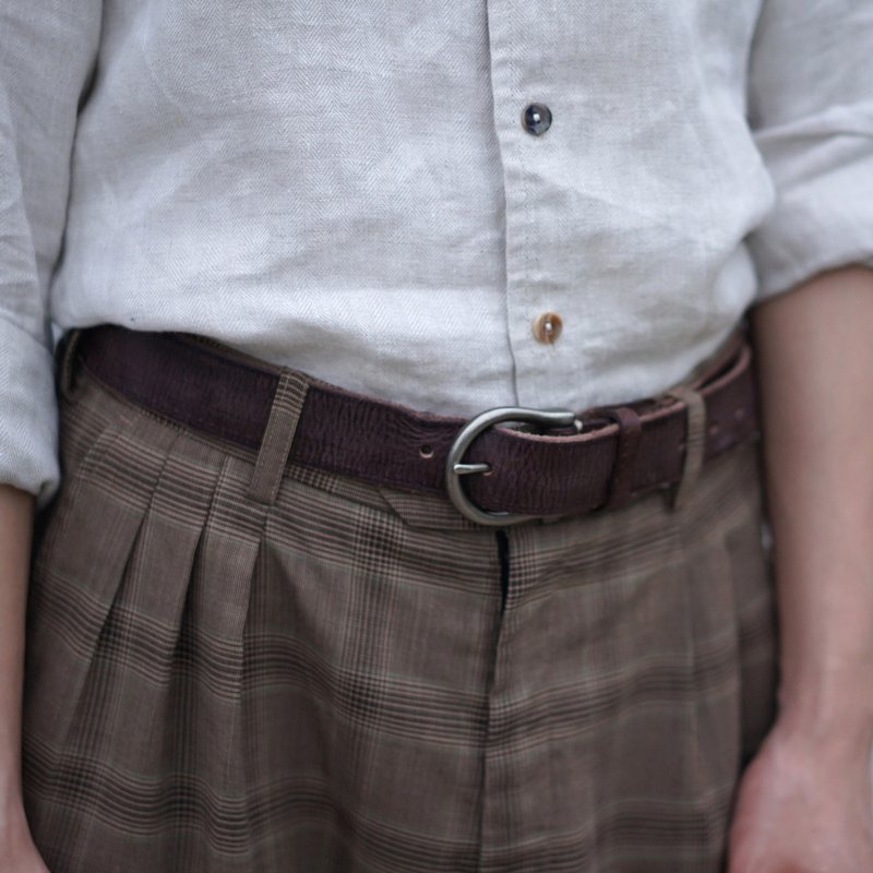 Vegetable Tanned Leather Belt 植鞣革 頭層牛皮皮帶 - 腰帶/皮帶 - 真皮 咖啡色