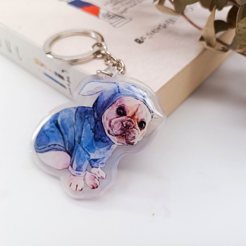 PS293_Cute French Bulldog 19/crystal pendant - Keychains - Plastic Multicolor