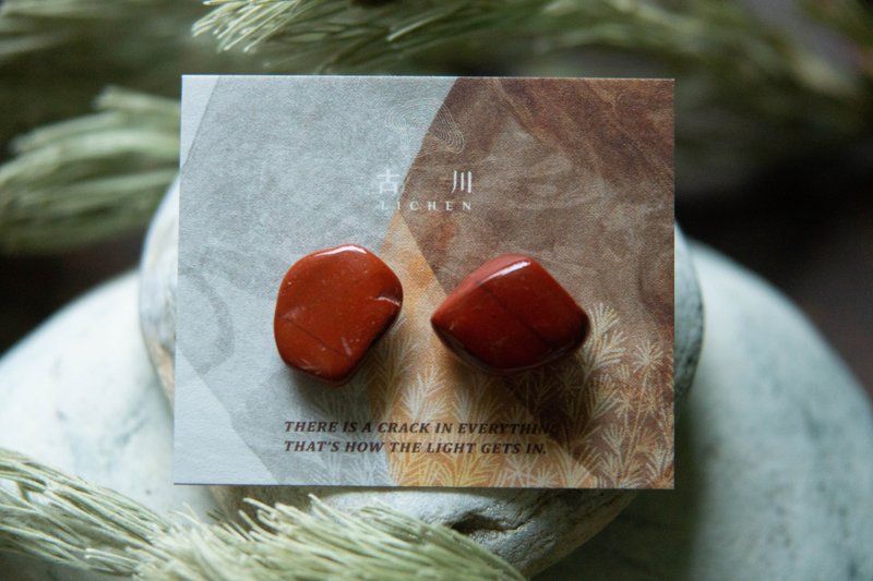 CRACK | 礦物系耳環 |  EARRINGS - 耳環/耳夾/耳骨夾 - 玉石 紅色