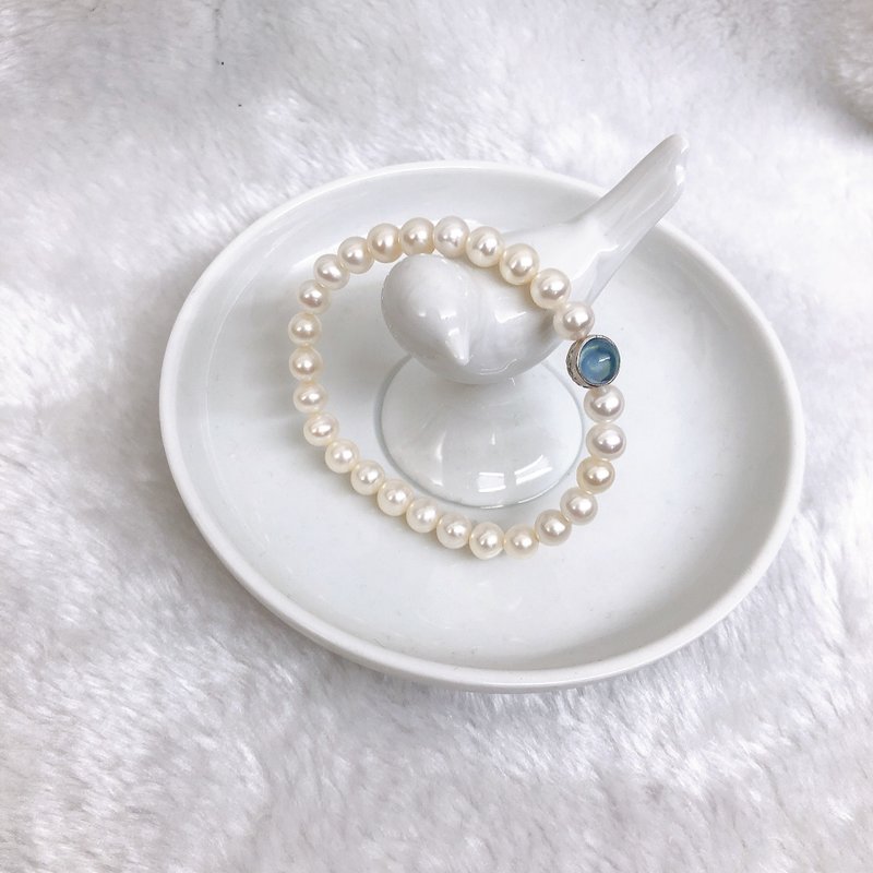 PJ Aquamarine Pearl Bracelet - สร้อยข้อมือ - ไข่มุก 