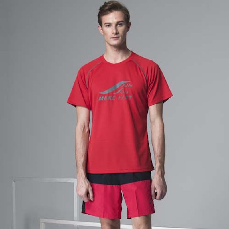 MIT moisture wicking crew neck shirt - ชุดกีฬาผู้ชาย - เส้นใยสังเคราะห์ สีแดง
