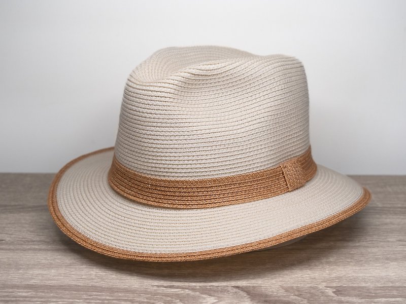 British simple gentleman's hat-rice fruit white paper thread weaving - Hats & Caps - Paper White