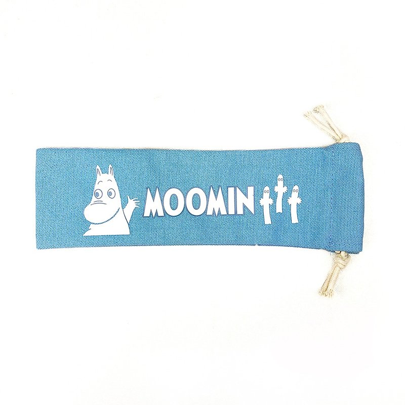 Moomin授權-環保餐具袋/MOOMIN(藍) - 刀/叉/湯匙/餐具組 - 棉．麻 白色