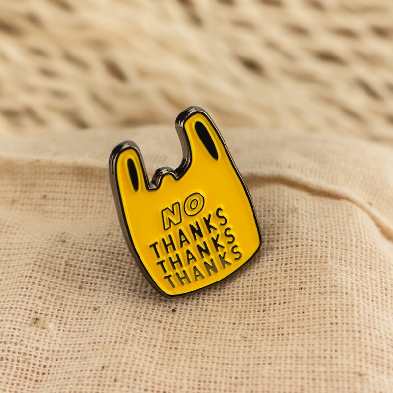 No Thanks Enamel Pin — Save the environment | Statement for sustainability - Brooches - Other Metals Orange