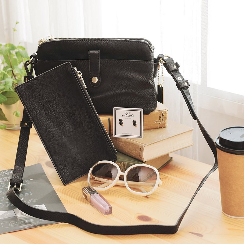 eeCute fashion portable multi-layer side crossbody bag set (including thin wallet) (four colors optional) - กระเป๋าแมสเซนเจอร์ - หนังเทียม หลากหลายสี