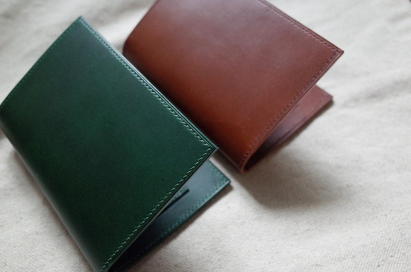 Passport Case (Italian Buttero Leather) - Brwon / Green - Passport Holders & Cases - Genuine Leather Khaki
