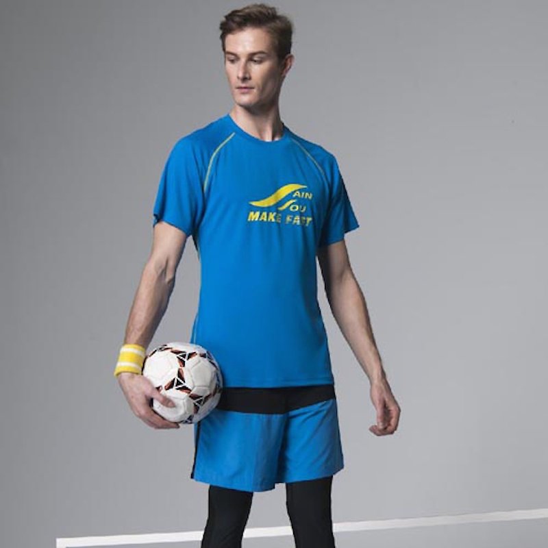 MIT Moisture Wicking Crew Neck Shirt - ชุดกีฬาผู้ชาย - เส้นใยสังเคราะห์ สีน้ำเงิน