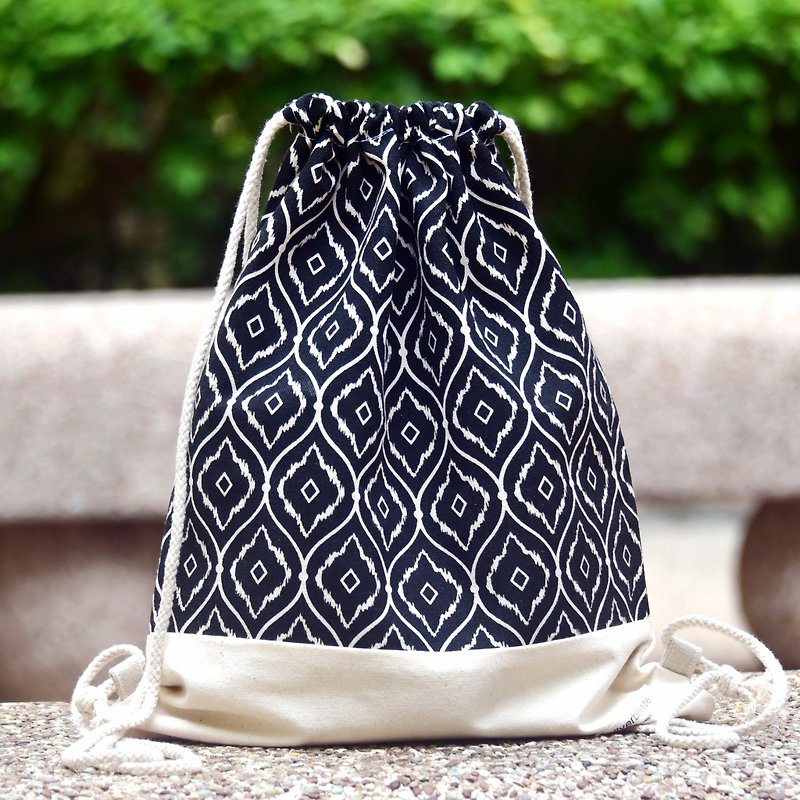 Silverbreeze~ Bundle Back Backpack ~ (B109) - Drawstring Bags - Cotton & Hemp Black