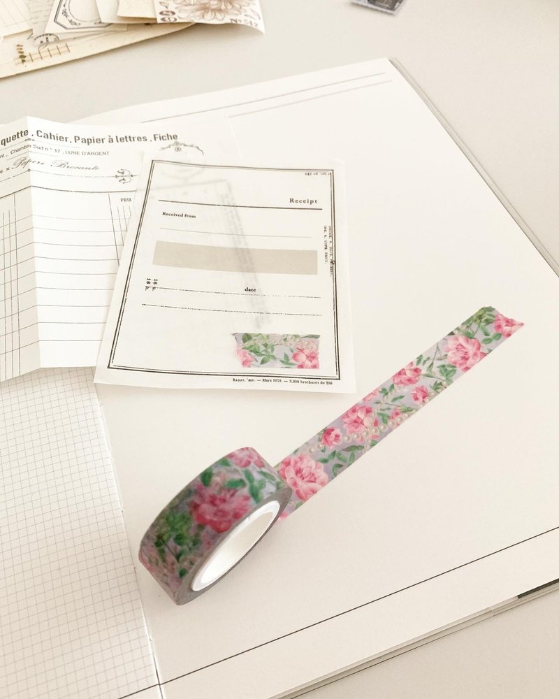 Lavender Purple Flower Washi Tape - 紙膠帶/和紙/PET - 其他材質 