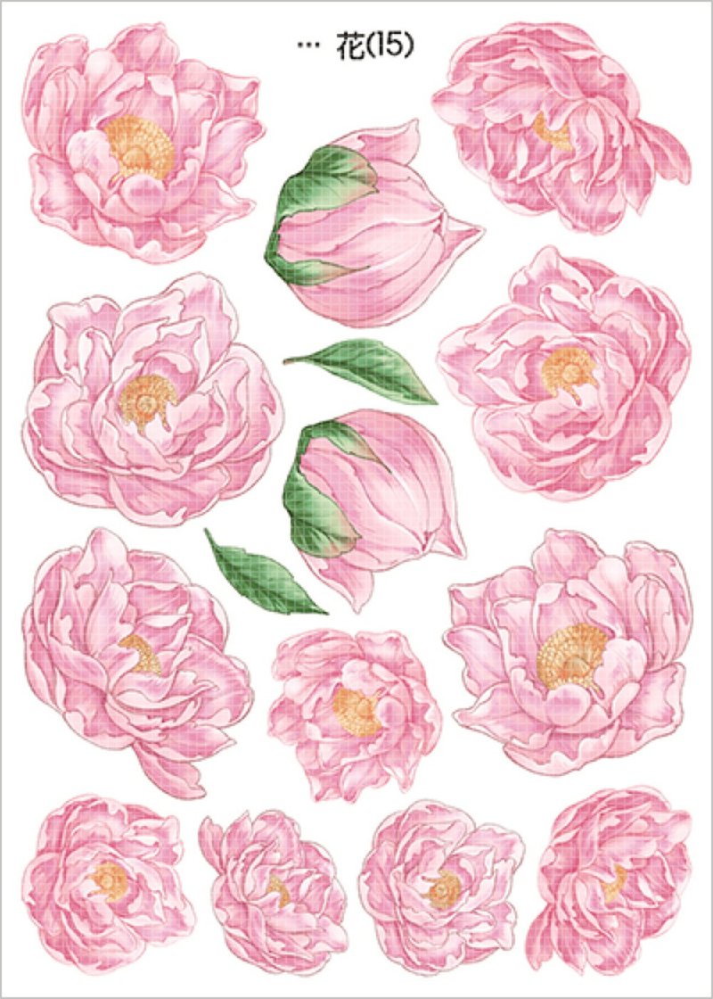 花 フラワー 6種類 (blackraccoon) ヴィンテージコラージュデザインペーパーステッカー - ステッカー・シール - 紙 多色
