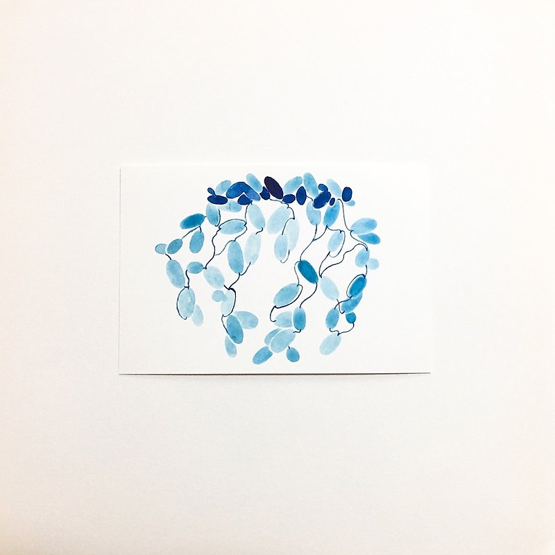 独占オリジナルの水彩画（原画）の純粋な手描きのギフト目的カードグリーティングカードはがき装飾画カード4 - カード・はがき - 紙 ブルー