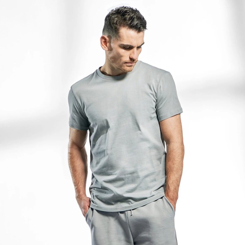 Nordic Minimalist-100% Organic Cotton Classic Round Neck T-Shirt / Plain Tee / T-shirt Men (Dark Space Gray) - เสื้อยืดผู้ชาย - ผ้าฝ้าย/ผ้าลินิน สีเทา