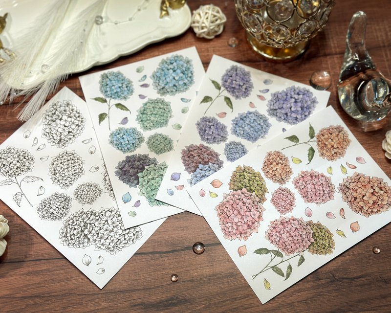 Hydrangea Decoration Stickers - 貼紙 - 其他材質 