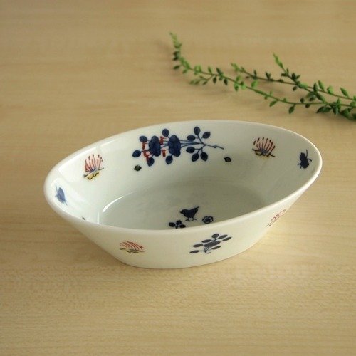 kikoujin 染錦花唐草 楕円缽（小）