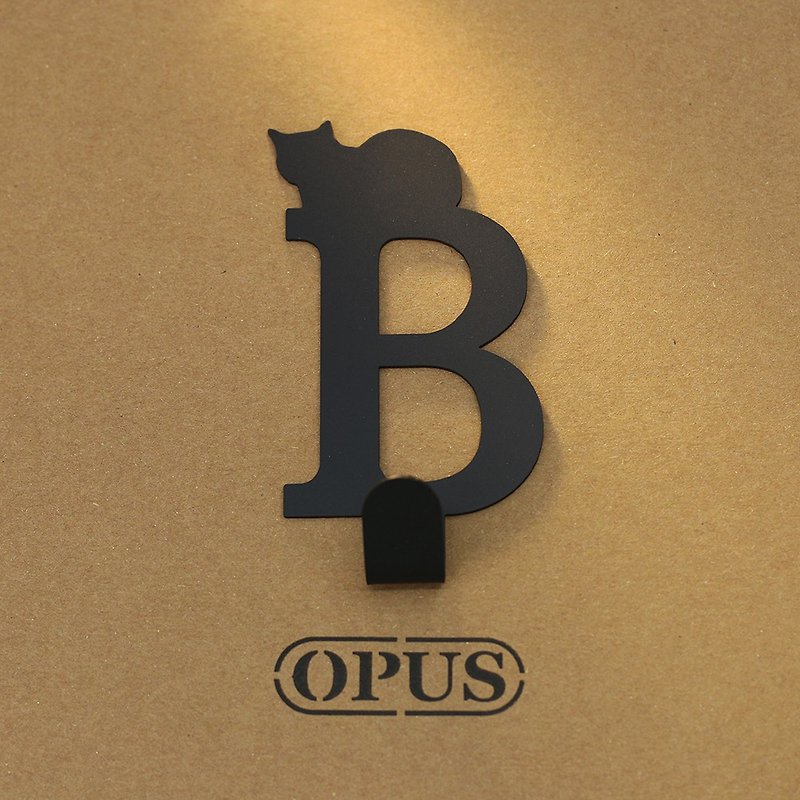 【OPUS東齊金工】當貓咪遇上字母B - 掛勾(黑)/造型掛鉤/口罩收納 - 居家收納/收納盒/收納用品 - 其他金屬 黑色