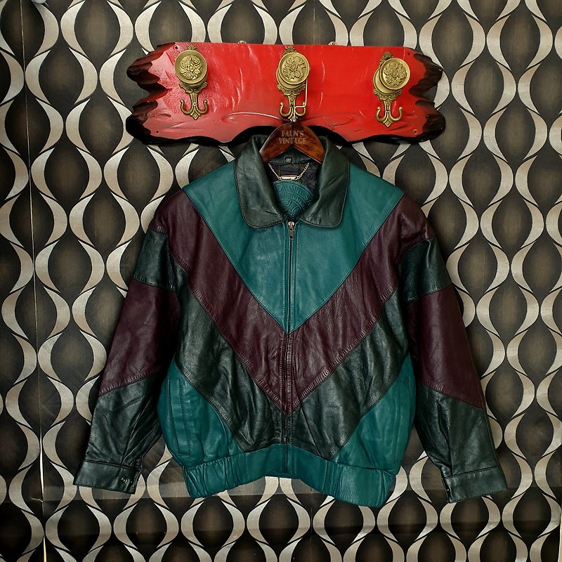 小龟葛葛-Italian - Contrast color block sheepskin short version coach leather - Men's Coats & Jackets - Genuine Leather 