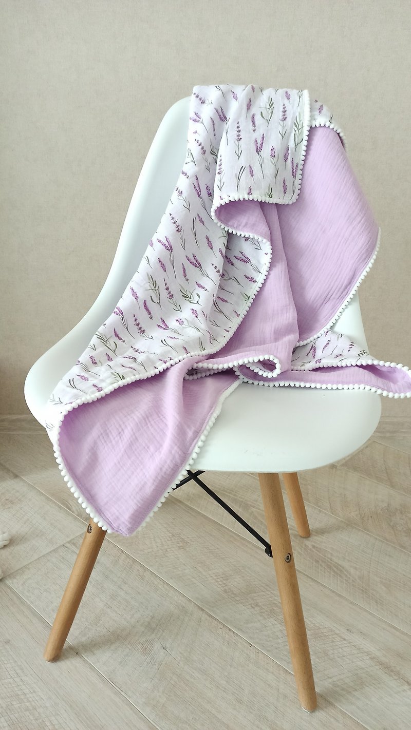 Four-layered cotton gauze blanket. Newborn muslin plaid, soft and fluffy. - 嬰兒床墊/睡袋/枕頭 - 棉．麻 紫色