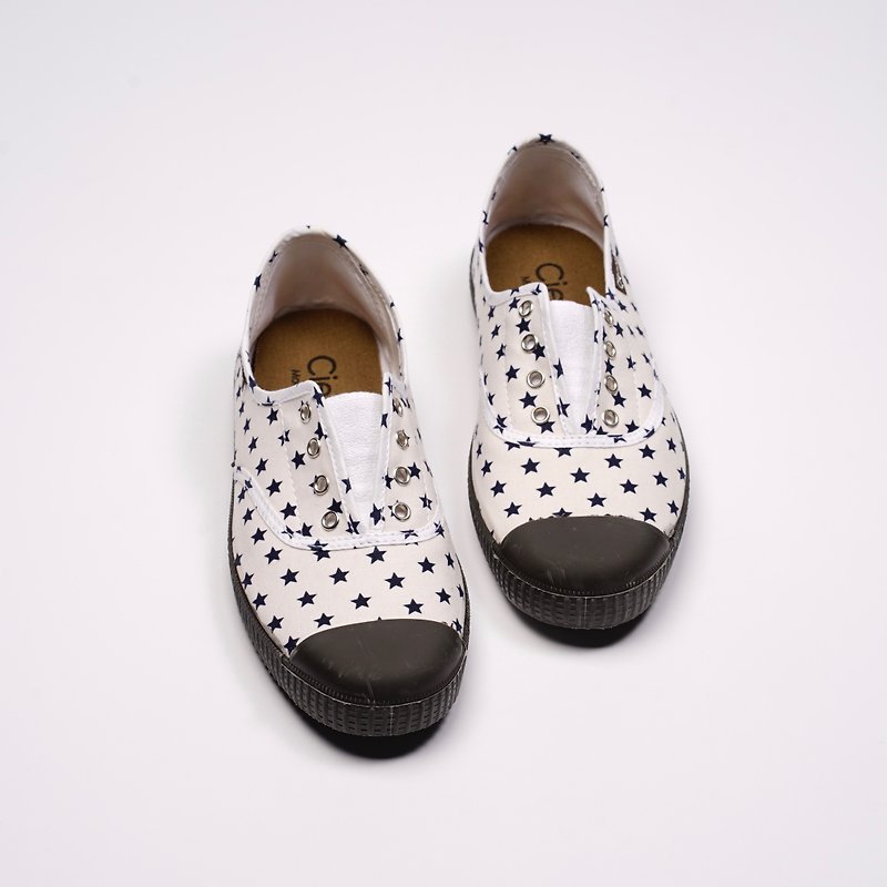 西班牙帆布鞋 CIENTA Slip-on經典款 U70010 05 白色 黑底 大人 - 女款休閒鞋 - 棉．麻 白色