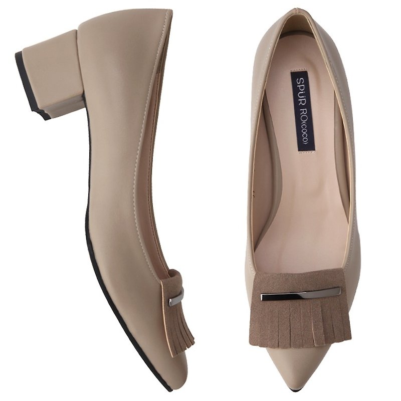SPUR Delicate fringe heels JF7009 BEIGE - High Heels - Genuine Leather 