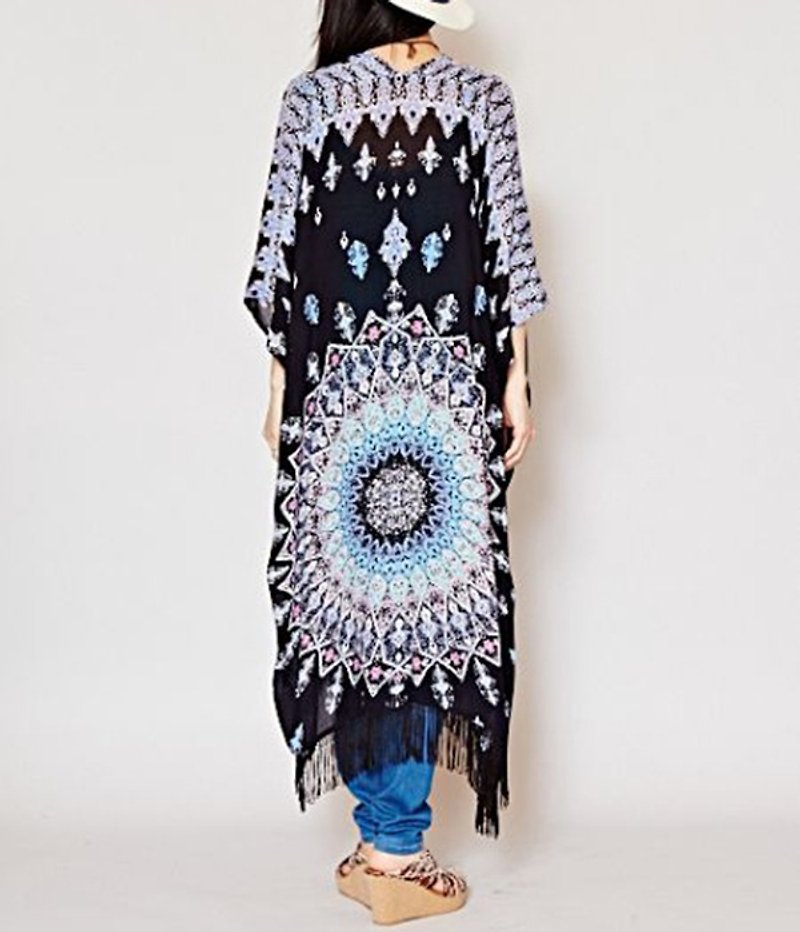 [Pre-order] ✱ national totem tassels Long cardigan blouse ✱ (four) - Overalls & Jumpsuits - Silk Multicolor