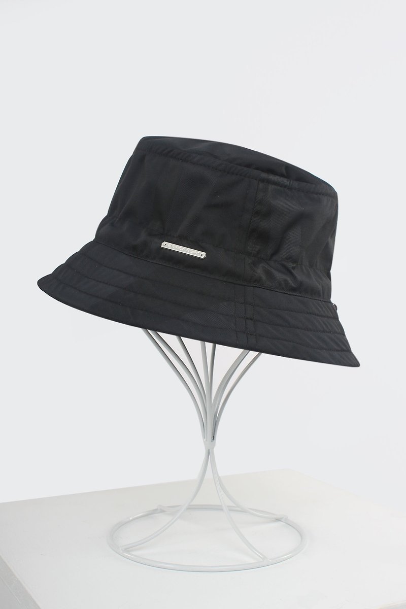 防水反光收納漁夫帽 - 黑格紋 - 帽子 - 聚酯纖維 黑色