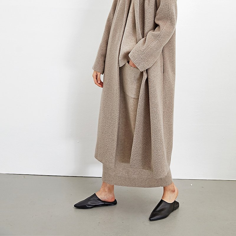 GAOGUO original design brand alpaca wool long woolen jacket - เสื้อแจ็คเก็ต - ขนแกะ สีกากี