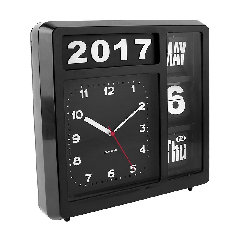 Karlsson, Flip clock Calendar black (Table/Hanging) - นาฬิกา - พลาสติก สีดำ