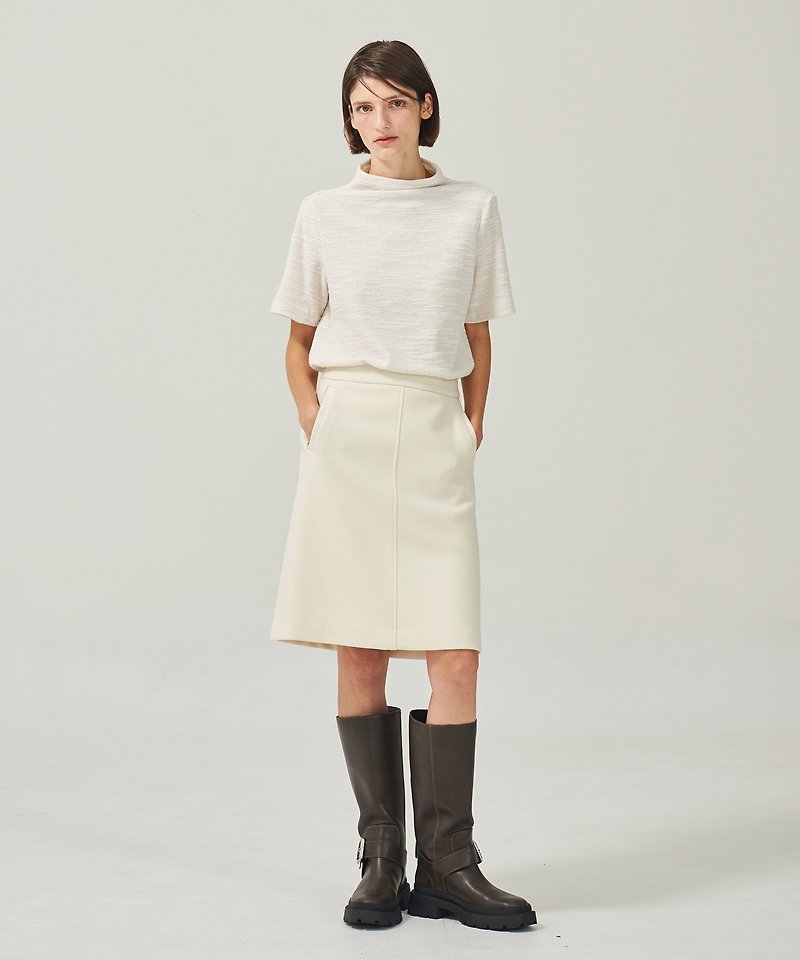 A Line Midi Skirt Ivory - กระโปรง - วัสดุอื่นๆ 