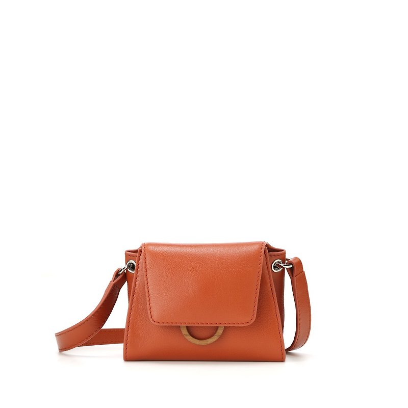 Sou Mini Shoulder Bag - Bright Orange (While stocks last in autumn and winter) - กระเป๋าแมสเซนเจอร์ - หนังแท้ สีส้ม