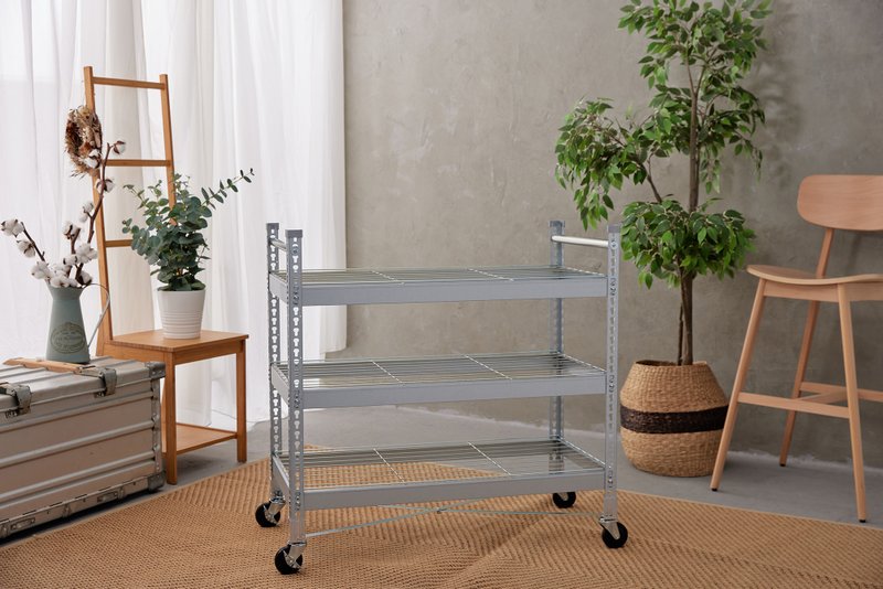 台灣製/優米/角鋼/鍍鋅/好室計劃- 三層推車角鋼架 中/大型 網片 - 其他家具 - 其他材質 灰色