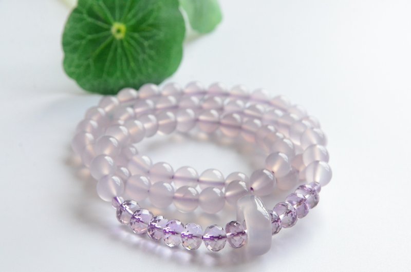 [Yanlan] Natural faceted amethyst violet agate multi-circle bracelet - Bracelets - Semi-Precious Stones 