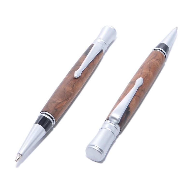 木製の回転式ボールペン（ココボロ；サテン・クロムのメッキ）(EX-SC-CO) - その他のペン - 木製 ブラウン