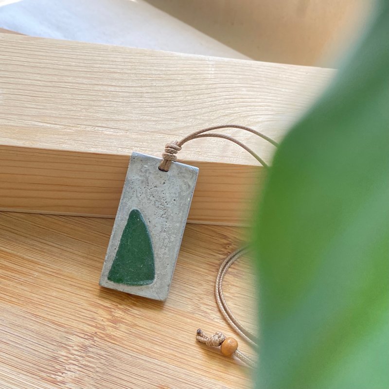 海玻璃 水泥 擴香頸鏈 手工項鍊 原創 環保 upcycling - 項鍊 - 水泥 灰色