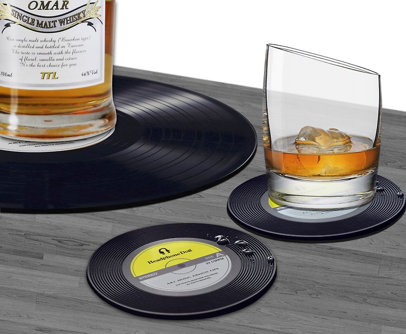 Vinyl Record silicone Coaster/Lid X2 + Table mat / Placemats X1 - ของวางตกแต่ง - กระดาษ 