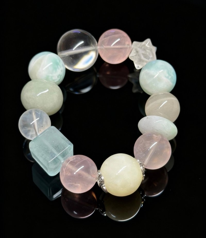 Crystal.EAA 設計款水晶手鏈 雲間星子 海紋石 粉晶 翡翠 托帕石 - 手鍊/手環 - 水晶 多色