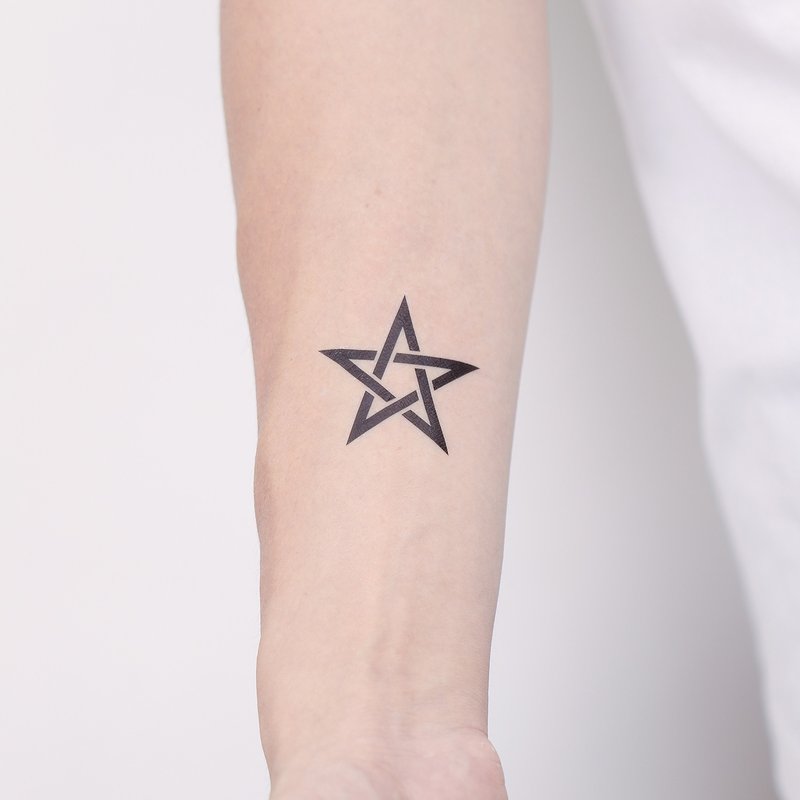 Big Pentagram Tattoo Sticker - สติ๊กเกอร์แทททู - กระดาษ สีดำ