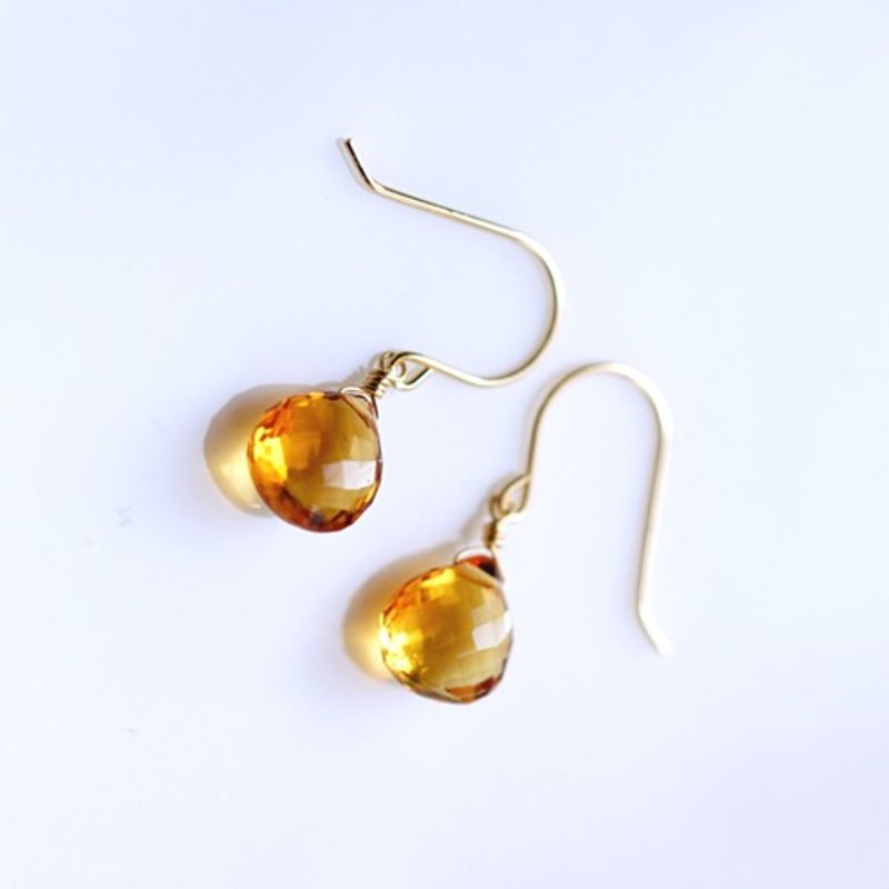 14KGF citrine marron cut earrings Michaela - ต่างหู - เครื่องเพชรพลอย สีส้ม