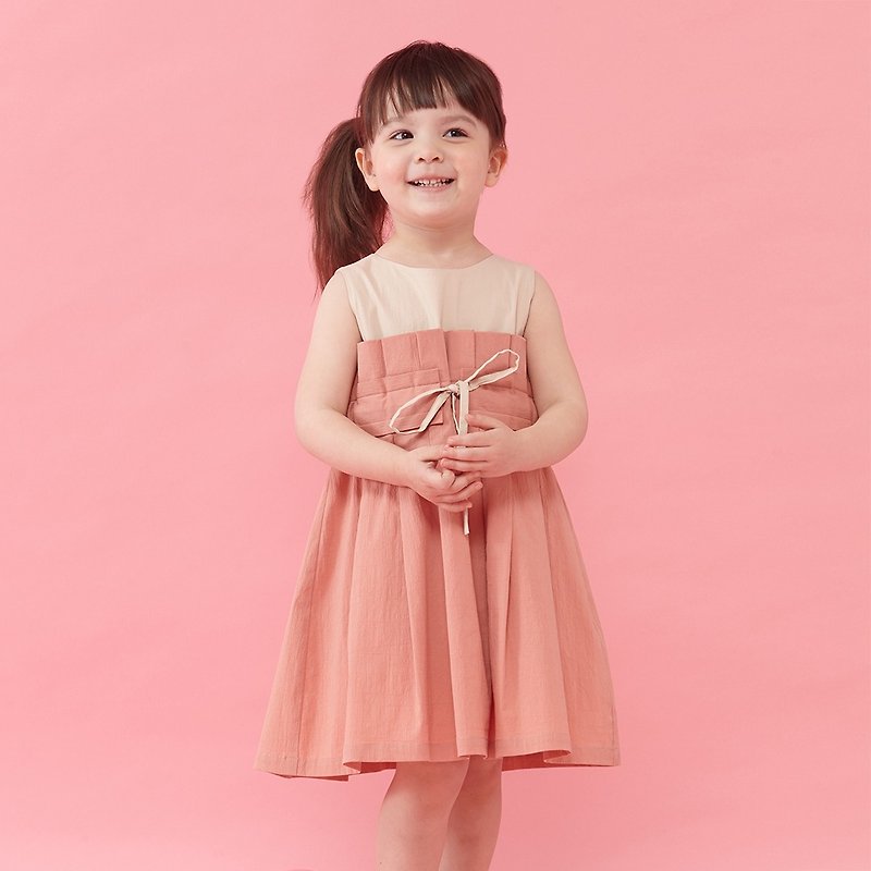 Ángeles-優雅腰綁帶打褶洋裝 (1-6歲) - 其他 - 棉．麻 