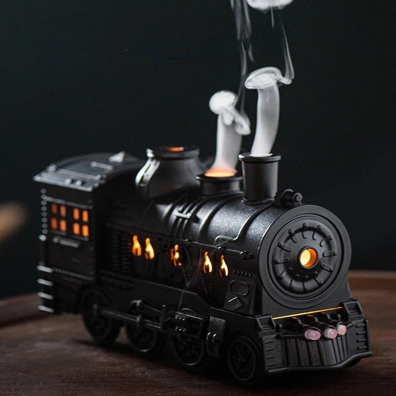 [PINFIS] Retro Train Fragrance Machine Humidifier (Free 3 bottles of water-based essential oil) - น้ำหอม - พลาสติก สีดำ