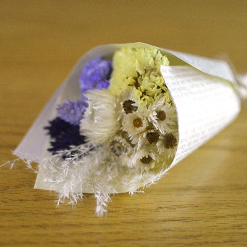 ミニ乾燥花束 - 黄/紫の花ドライフラワーセレモニー結婚式小さなギフト交換は卒業の贈り物でした - 観葉植物 - 寄せ植え・花 