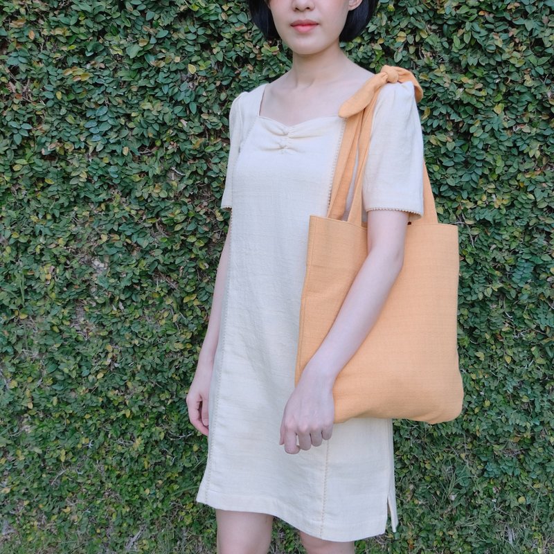 Summer Melody Modern Vintage Tote Bag - Mellow Yellow - Other - Cotton & Hemp Orange