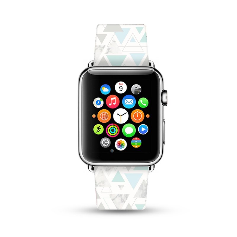 白雲石紋幾何圖案 Apple Watch 真皮手錶帶 38 40 42 44 mm -307 - 錶帶 - 真皮 白色